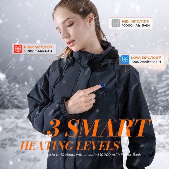 Electric Heated Jacket with Portable Power Bank IUREK Unisex Winter Outdoor - Picture 5 of 10
